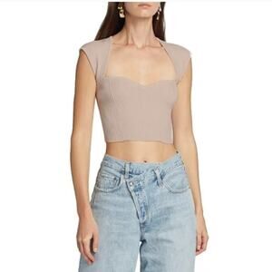 Jonathan Simkhai Abia Ribbed Sweetheart Crop Top L